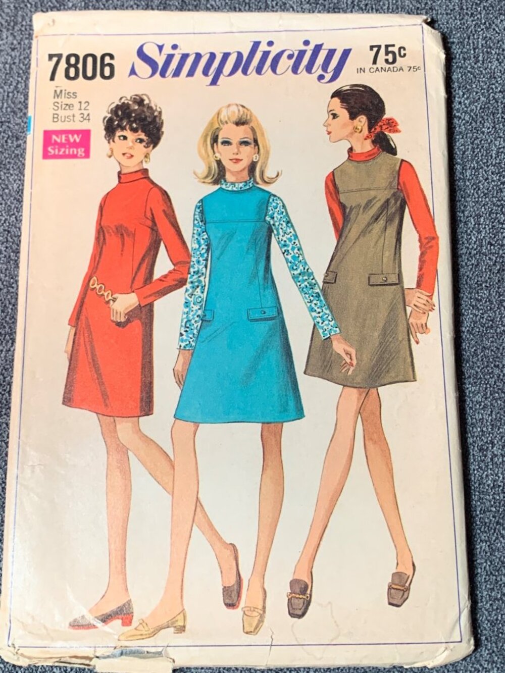 Simplicity Misses Dress Sewing Pattern Size 12 7806 1960s